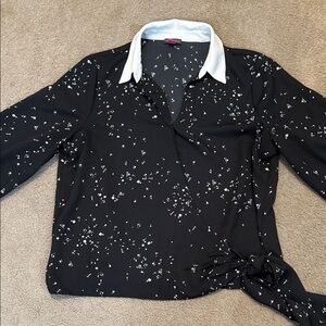 Vince Camuto Black Blouse with White Floral Accents